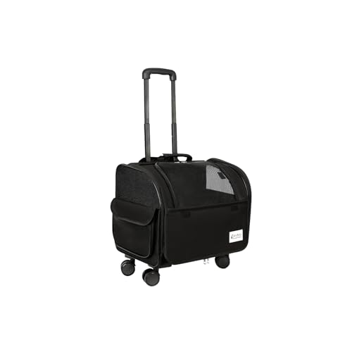 Galatée Borsa Da Viaggio Per Cani Con Ruote Removibili, Trasportino Per Animali Approvato Dalle Compagnie Aeree, Borsa Pieghevole Per Gatti Con Rete Traspirante, Passeggino Per Animali(Nero)