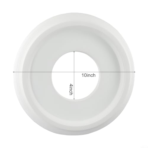 Image of Ceiling Medallion 10cm Inner Hole 3cm Thickness, Waterproof Decorative Plate for Ceiling Fan Light Fixtures and Chandeliers, for Home Decor Light Trim 25cm Outer Diameter