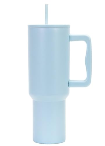 MLTUN MAKAN ホーム&キッチン製品:グラデーションハイヒール40オンス車用ハンドル付きカップ、大容量304ステンレス製断熱アイスカップ、高性能冷水ボトル。自宅で簡単に冷たい飲料水を作り、毎日の水分補給をより快適に。 (1200ml,ライトブルー)
