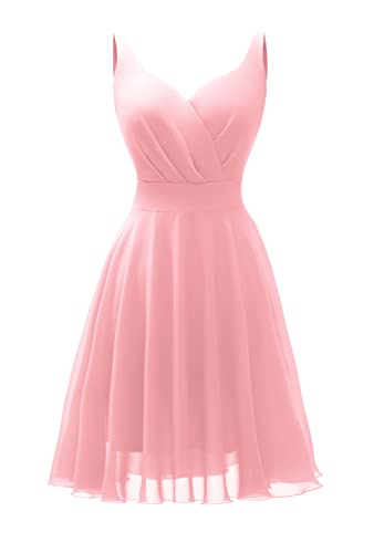 Dressever Summer Cocktail Dress V-Neck Adjustable Spaghetti Strap Chiffon Sundress