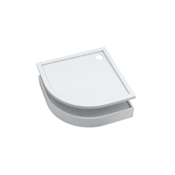 AQUABAD Duschwanne/Duschtasse | Set Basic Smooth White 80x80cm R55 Viertelkreis | inkl. Styroporträger | (Gesamthöhe inkl. Träger 16 cm) zum Befliesen
