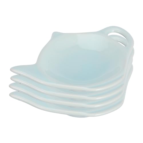 Ciieeo 4Pcs Ceramic Tea Bag Holder Teapot Shaped Decorative Saucer for Snacks Butter Elegant Tea Cup Coaster for Table Protection Tea Lovers