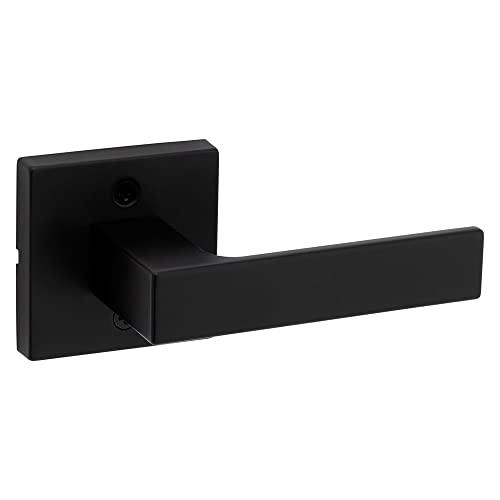 Image of Kwikset Singapore Interior Passage Door Handle, Lever for Closet and Hallway Doors, Reversible Non-Locking Handle Lever, Matte Black, with Microban Protection (Pack of 4)