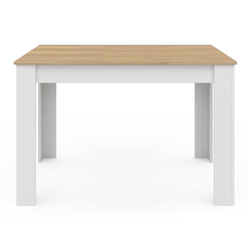 IDMarket - Rechteckiger Esstisch ROZY 4 Personen weiß Buchenholzplatte 110 cm
