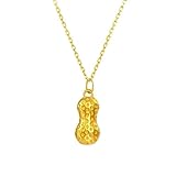 Collar de oro de 24 quilates para mujer, colgante de maní, cadena de joyería para fiesta, longitud de 18 pulgadas