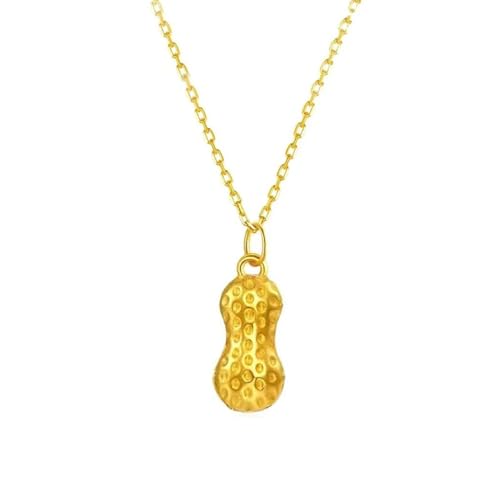 Collier en or 24 carats pour femme anti-ternissement chaîne 45,7 cm pendentif cacahuète