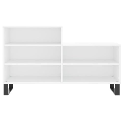 Meuble chaussures gain de place blanc 5 compartiments commode bois - 5