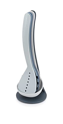Joseph Joseph - Nest Ustensils Plus - Ensemble de 5 Ustensiles en Nylon Aimantés, Cuillère, Cuillère à spaghettis, Louche, Ecumoires Livré avec son Porte...