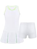 Aislor Tennisbekleidung Mädchen Sportkleid Tenniskleid Sport Kleid Hockeykleid Freizeitkleid Sommerkleid Sportbekleidung Tennisanzug V Weiß 158-164