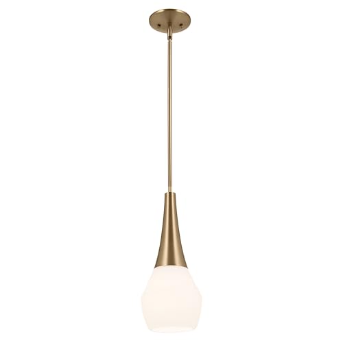 Kichler Deela Single Pendant Light Fixture for Kitchen Island with Satin Etched Cased Opal Glass in...