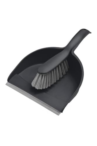 York Dustpan w. Rubber Lip+Brush Compact Grey