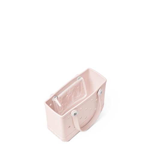 Image of BOGG BAG Bitty Small Tote - 11 inch x 8.5 inch x 4.5 inch - Durable, Washable, Tip-proof - Beach, Pool, Boat, Work, Sports (Petal Pink with White Buttons)