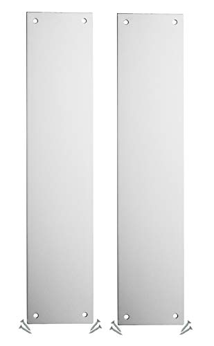 Lot de 2 plaques de pression du doigt de porte – Aluminium – 300 x 75 mm – Carré d'angle –...