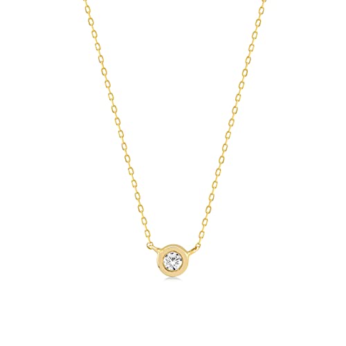 Gelin 0.05 Carat Bezel-Set Natural Diamond Necklace in 14K or 10K Solid Gold