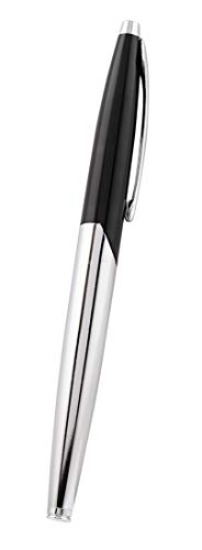 Image of amazon basics Ballpoint Pen with Case for Office and Gifting (Black and Silver Body, Blue Ink)