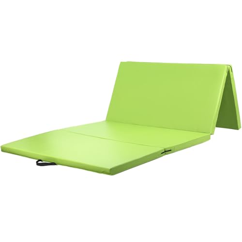 KaRaDaStyle 体操 マット 特大 折りたたみ ストレッチマット エクササイズ 子供 プレイマット 鉄棒 跳び箱 リングフィット 運動 筋トレ ヨガマット スポーツマット 厚手 防音 室内 家庭用 240×120×5cm (グリーン/連結無し)