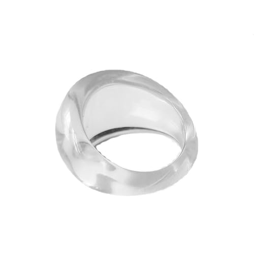 CWFPBA Y2k Colorful Chunky Resin Acrylic Thick Wide Dome Plastic Exaggerated Aesthetic Knuckle Rings for Women Vintage Minimalist Finger Joint Funny Cute Statement Jewelry-clear