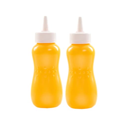 Image of Gluman Squeezy 750 ml Sauce Bottle (Set of 2) for Clean & Mess-free Dispensing | 100% Food Grade | Dishwasher Safe | Freezer Safe | Ergonomically Designed | Reusable (Yellow)
