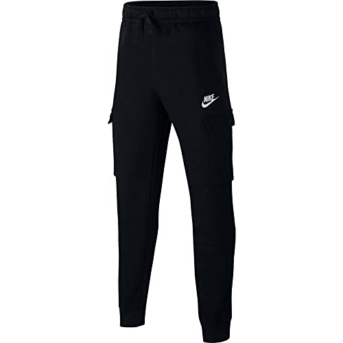 Nike Boy's NSW Club Cargo Pants (Big Kids) Black/Black/White MD (10-12 Big Kid)