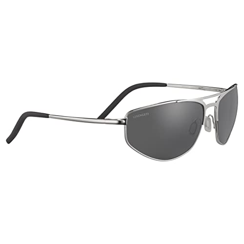 Serengeti Men's MASTEN Oval Sunglasses, Shiny Silver, Large