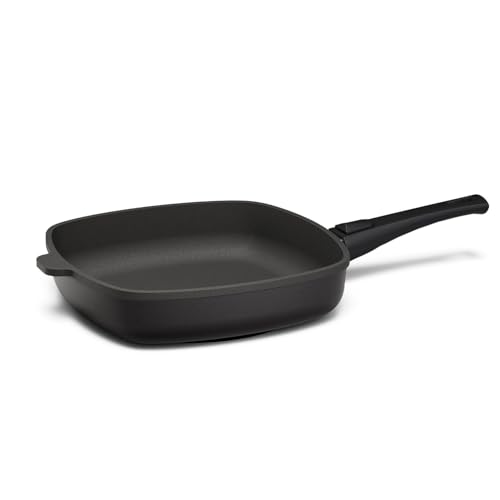 Hoffmann STONIQ Viereckpfanne 28 x 28 cm PFAS-frei | Induktionspfanne Aluminium Handguss Made in Germany | Antihaftbeschichtung mineralisch | abnehmbarer Stiel | backofengeeignet (ohne Glasdeckel)