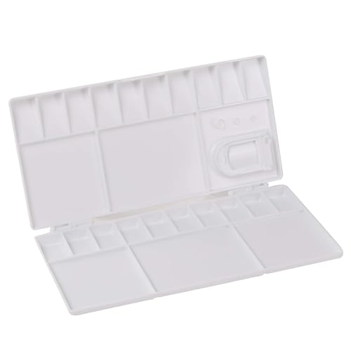 Image of Worison 25 Comparments Mini Folding Paint Palette Plastic Palette with Thumbhole for Watercolor Gouache Acrylic and Oil Paint 20 x 9 cms