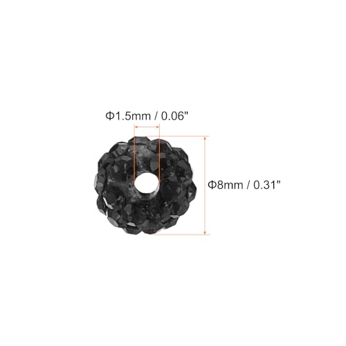 PATIKIL 8mm Rhinestone Clay Beads for Jewelry Making 50 Pack Round Ball Polymer Clay Crystal Charm Beads for Craft Decor Necklace Chain Bracelets DIY Black - Image 2