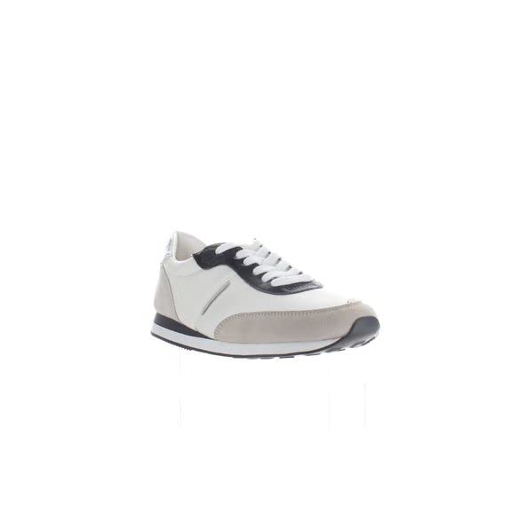 Image of Sam Edelman Tori White Lace Up Almond-Toe Fashion Low Top Flat Trainer Sneakers (White, 9.5)