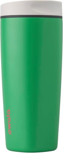 Image of Owala SmoothSip Slider Insulated Stainless Steel Coffee Tumbler, Reusable Iced Coffee Cup, Hot Coffee Travel Mug, BPA Free 20 oz, Grey /Green (Sour Apple) (Pack of 8)