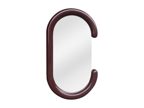 Vente-unique - Miroir Mural Ovale en Bois de Paulownia - L. 60 x H. 105 cm - Marron - YALMA