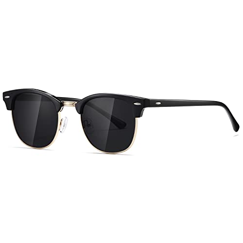 Image of AEVOGUE Polarized Semi Rimless Sunglasses for Men Women, Retro UV400 Sun Glasses for Driving Outdoor