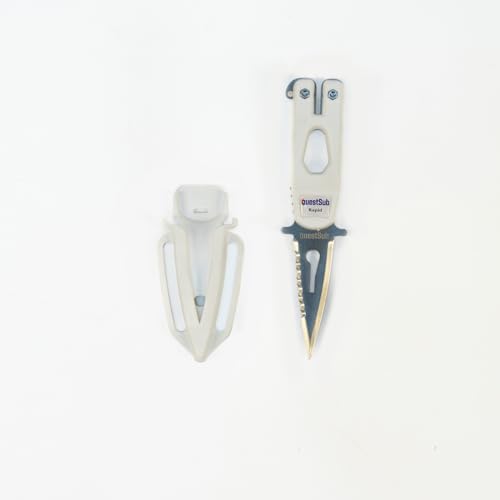 Questsub Rapid Spearfishing, Freediving and Diving Knife Red 420 Stainless Steel (White)