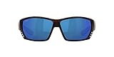 Costa Del Mar Men's Tuna Alley Low Bridge Fit Polarized Rectangular Sunglasses, Tortoise/Grey Blue Mirrored Polarized-580P, 63 mm