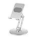 Xiaoshuang Foldable Desktop Phone Stand for Desk with Adjustable Height up to 6.7inch/17cm Sturdy 360° Rotating Desktop Holder for 4-11 Inch Cell Phones/Tablets, Aluminum Alloy/Carbon Steel Base