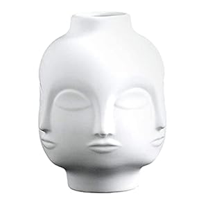 YLLQXI Witte keramische decoratieve vaas vaas, mooie plantenpot, gezichtsplanter, gezichtsvaas, bloempot, decoratief handwerk voor thuis, kantoor, winkels