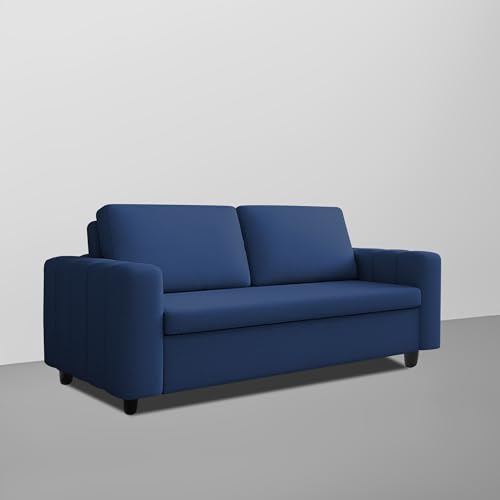 Image of Casaliving Roxy 3 Seater Sofa Cum Bed for Living Room (Blue Colour) Premium Fabric Sofa Set-Blue Colour Sofa Cum Bed