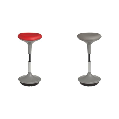 Image of Learniture Active Learning Wobble Stools, Foam-Padded Backless Height Adjustable Office Chairs, Red and Gray