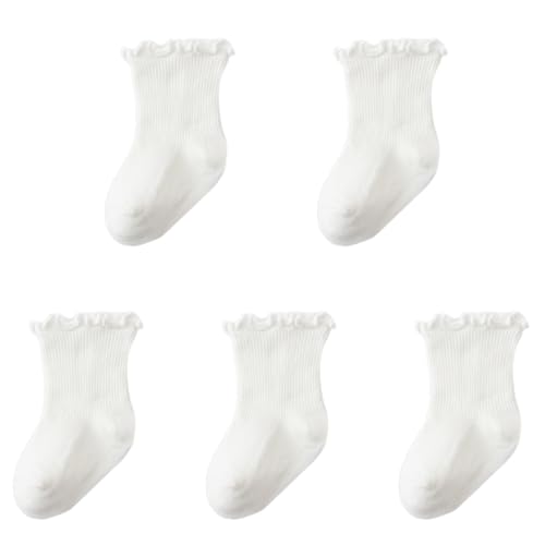 Meeshine Infant Baby Girls Boys Ruffle Socks Kids Frilly Turn Cuff Cotton Mesh Dress Ankle Socks for Toddler 0-5T