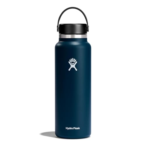 Hydro Flask - Water Bottle 1180 ml (40 oz) - Vacuum Insulated Stainless Steel Water Bottle with Leak Proof Flex Cap and Powder Coat - Wide Mouth - Indigo