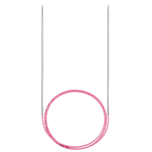Image of skacel by addi Ewenicorn Rocket Circular Knitting Needles, Fixed 32 Inch (80 cm) White Chrome Plated Brass Tips with Flexible Nylon Cord, 3.5 mm (US Size 4)
