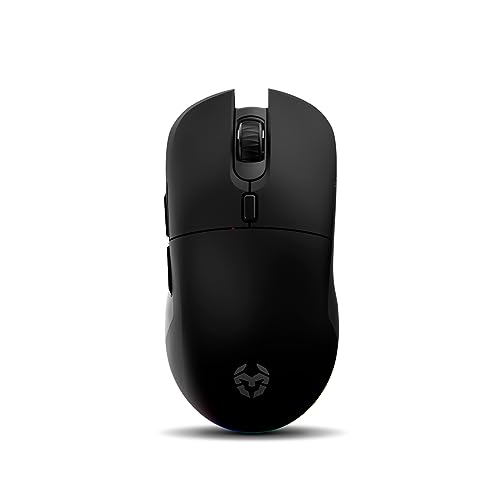 KOMET - Mouse da gioco RGB senza fili, sensore ottico di precisione Pixart PMW 3212, 8 pulsanti, 5 livelli DPI fino a 2400, ricevitore wireless a 2,4 GHz incluso, USB, nero - Mouse gaming - Immagine 1