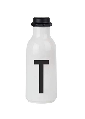 Design Letters Persönliche Trinkflasche Weiß (T) | BPA-Frei | 500 ml | Tritan Wasserflasche im Nordisches Design | Auslaufsicher | Spülmaschinengeeignet | erhältlich von A-Z