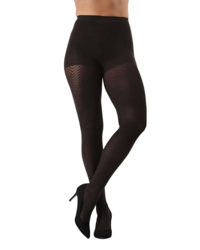 Image of MeMoi Chevron Control Top Tights, Smoothing Tummy Control 60 Denier