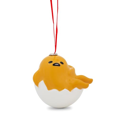 Sanrio Gudetama The Lazy Egg 4-Inch Shatterproof Decoupage Ornament | Festive Christmas Tree Decoration