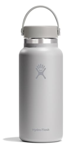 Image of Hydro Flask Water Bottle - Insulated Stainless Steel - Wide Mouth Flex Lid, Non Spill, Leakproof and Refillable in 32 Oz Brich Gray