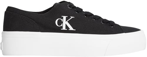 Calvin Klein Baskets Vulcanisées Femme Flatform Basses, Noir (Black/Bright White), 40