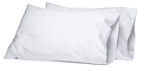 DAZZLE COLLECTION Parure de lit 100 % coton égyptien 200 fils au pouce carré de qualité hôtelière douce et croustillante pour caravane et camping-car (paire de taies d'oreiller, blanc) Cover