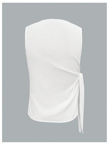 Men's Knot Side Sleeveless Tops Ruched Crew Neck Asymmetrical Hem Muscle Tank Tops2