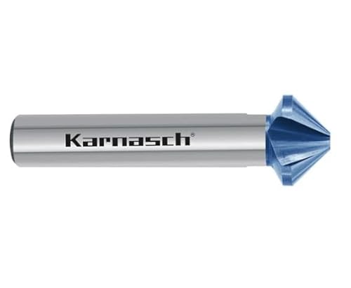 Karnasch Avellanador cónico HSS-XE Blue TEC DIN 335, tipo C, 100 grados, 3 aspas, división desequilibrada de 12,4 mm de diámetro