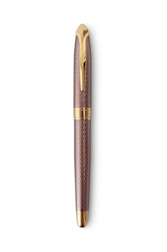 Image of Personalized Name Engraved Ball Pen | Stainless Steel Premium Blue Pen | Custom Name Pen for Gift,Corporate Gift | Smooth Writing Refillable Ballpoint Pen for Men Women (Rose Gold Brown)